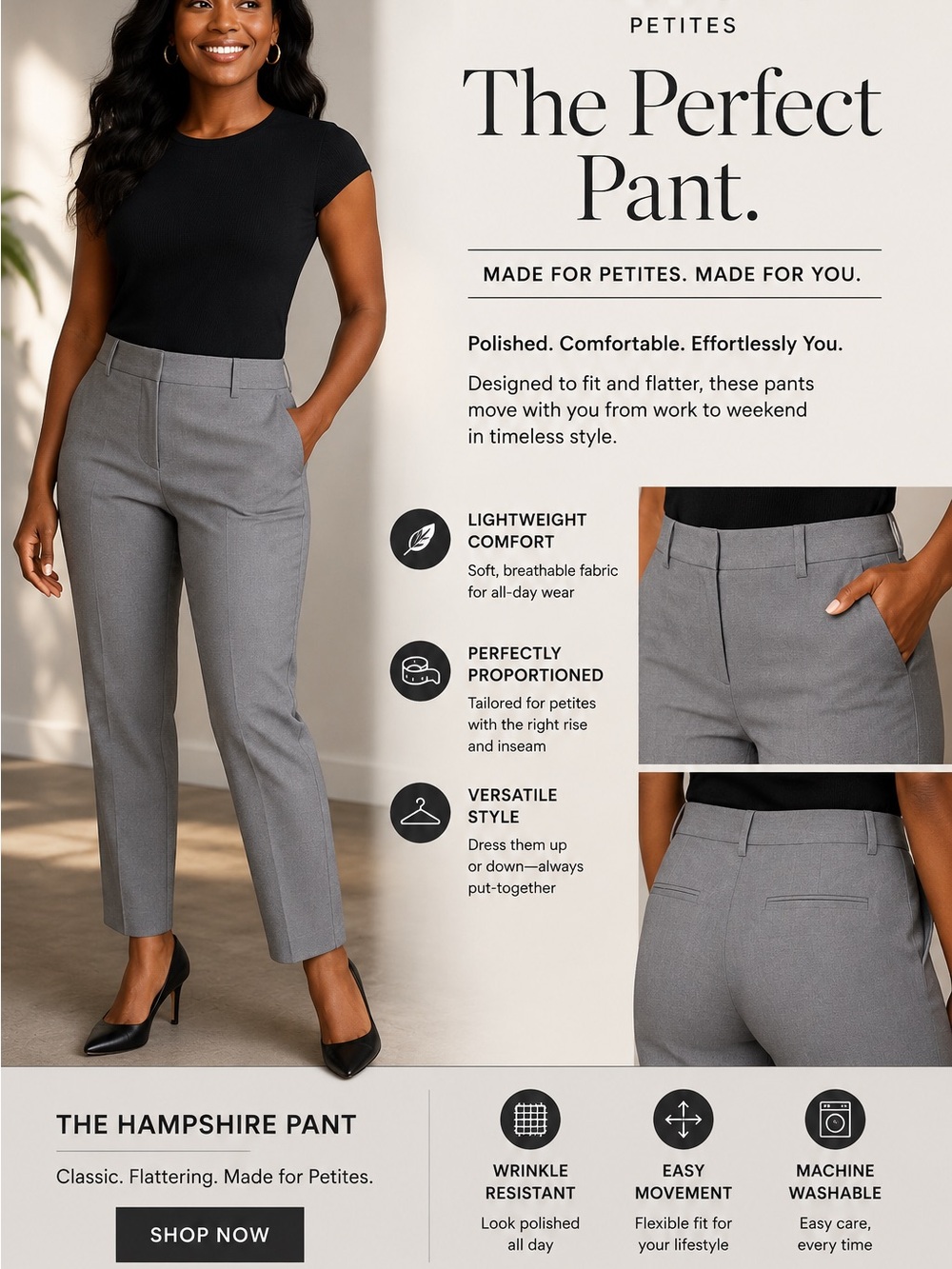 Talbots Gray Petites Hampshire Ankle Pants size 12p